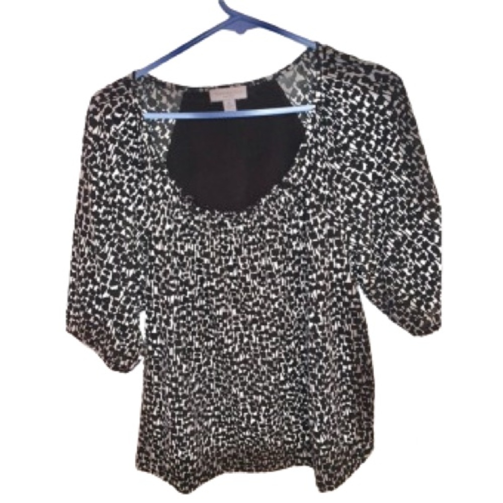 Charter Club Square‎ Neck Top in black & white